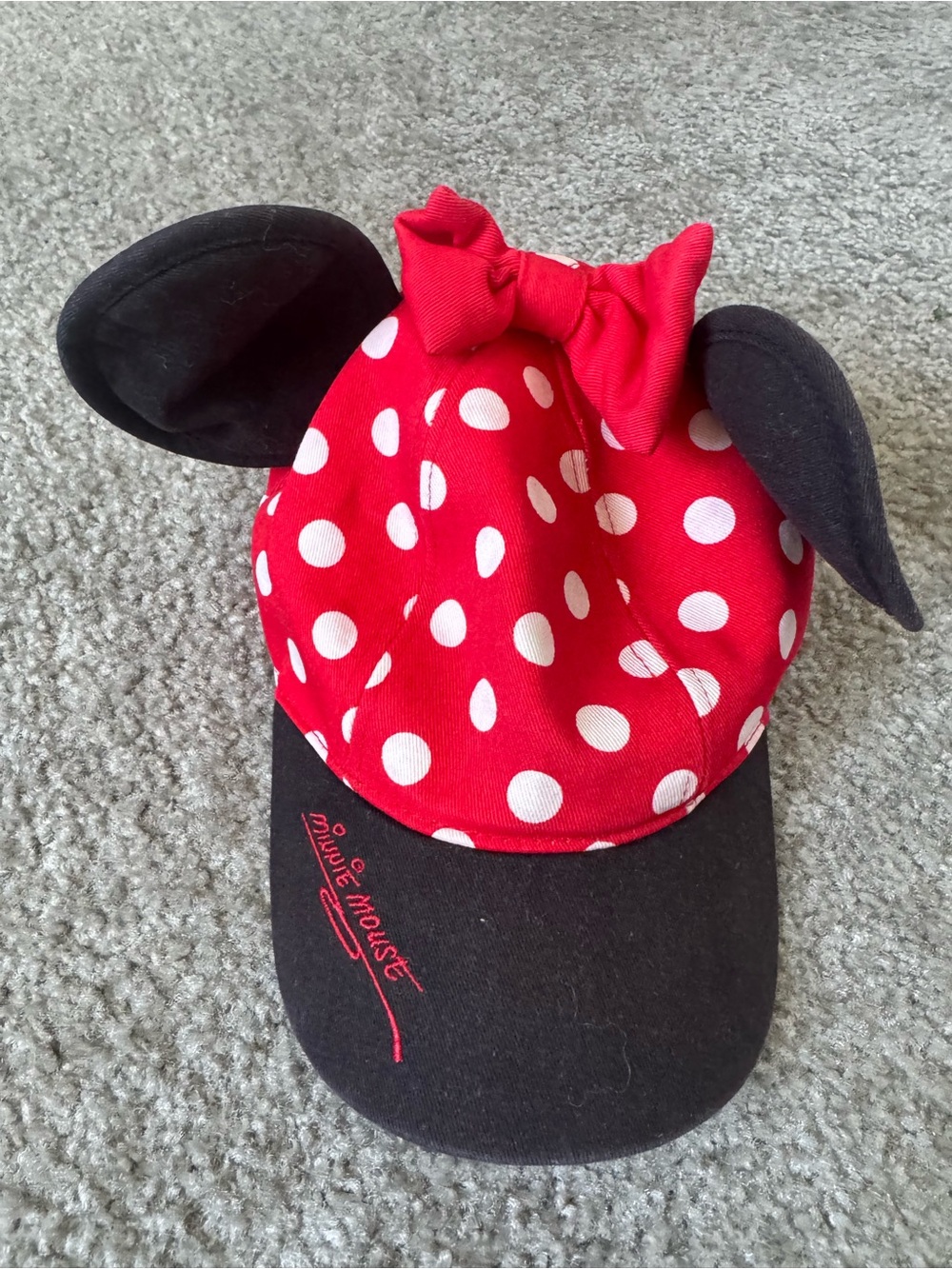 Disney Pink Polka Dot Minnie Ear Hat with Black Accents